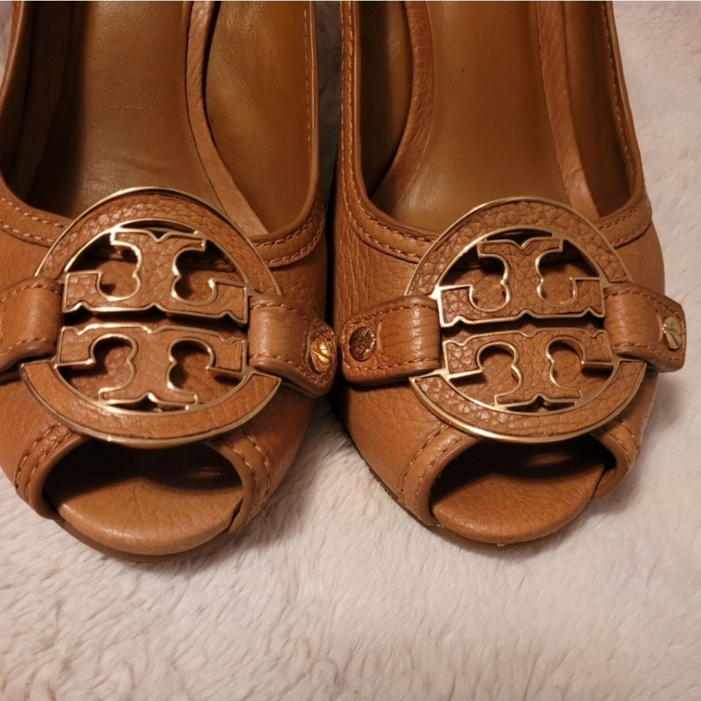 2 for $500-Tory Burch Women’s Size US10 - Amanda High Open Toe Wedg in Royal Tan